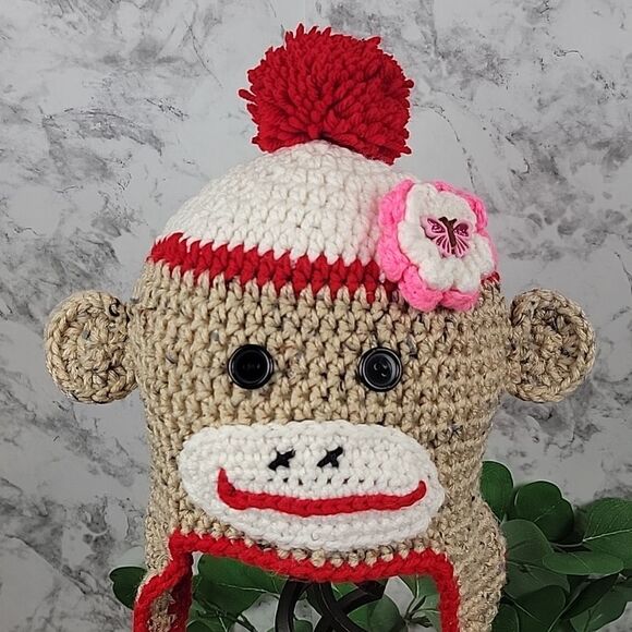 Handmade sock monkey beanie kids - Picture 2 of 8